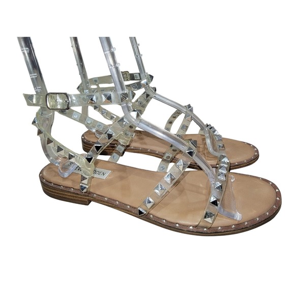 Steve Madden Shoes - Steve Madden Sandals Womens 8 M Travel Studded Casual Ankle‎ Strappy Flats Brown